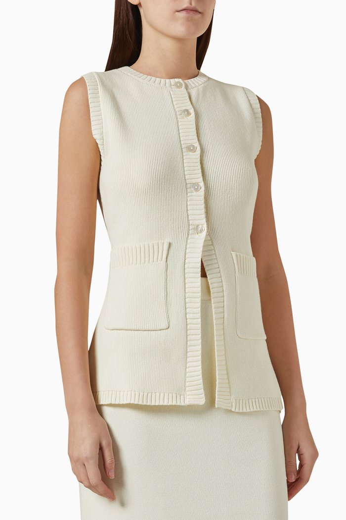 

Codie Button-up Top in Cotton-knit, White