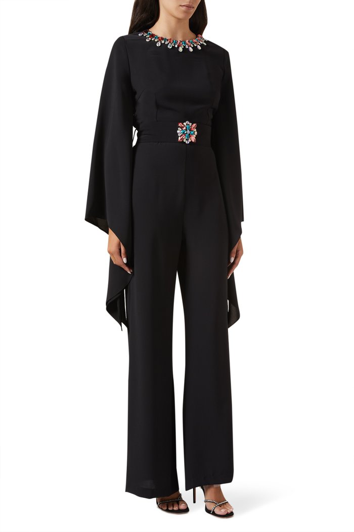 

Flared-sleeve Jumpsuit, Black
