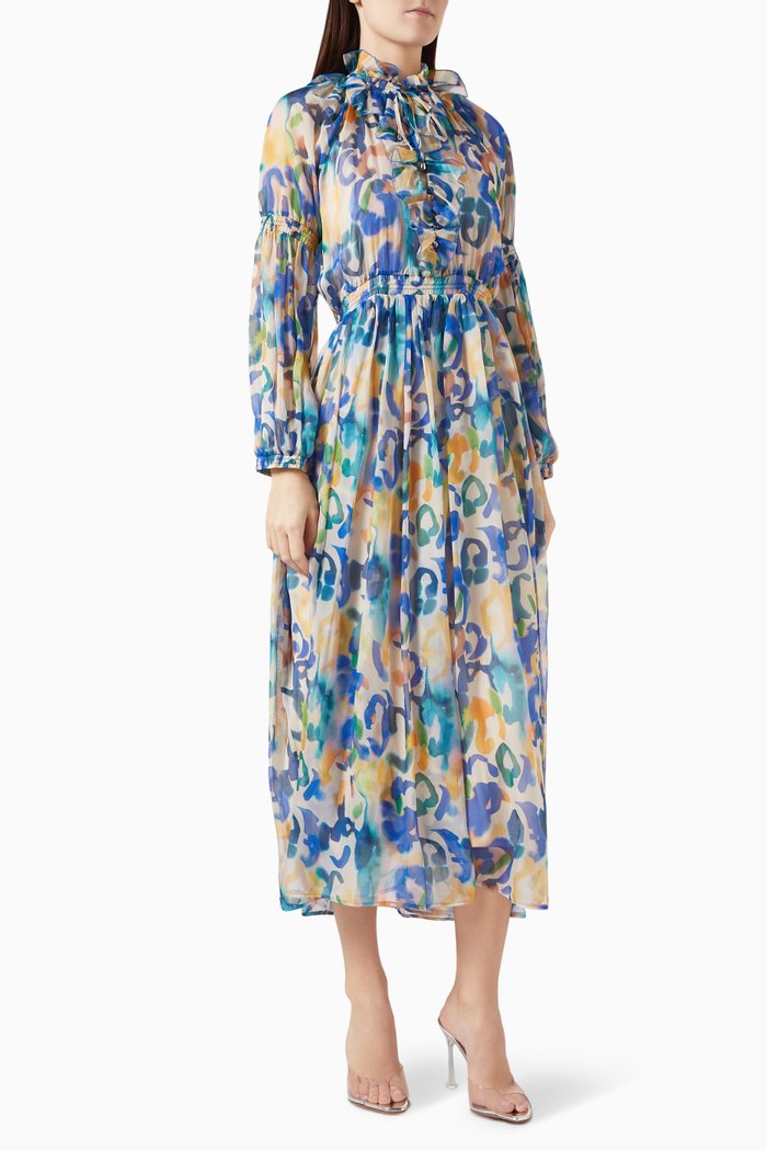 

Floral-print Midi Dress, Blue
