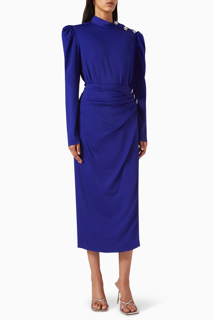 

Crystal-embellished Top & Midi Skirt Set, Blue
