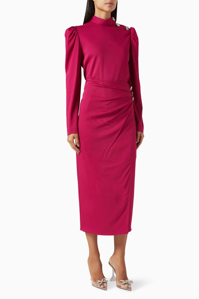 

Crystal-embellished Top & Midi Skirt Set, Pink
