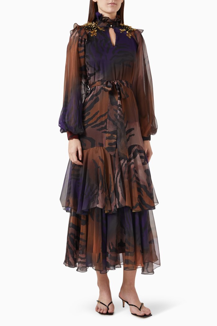 

Layered-skirt Midi Dress, Multicolour