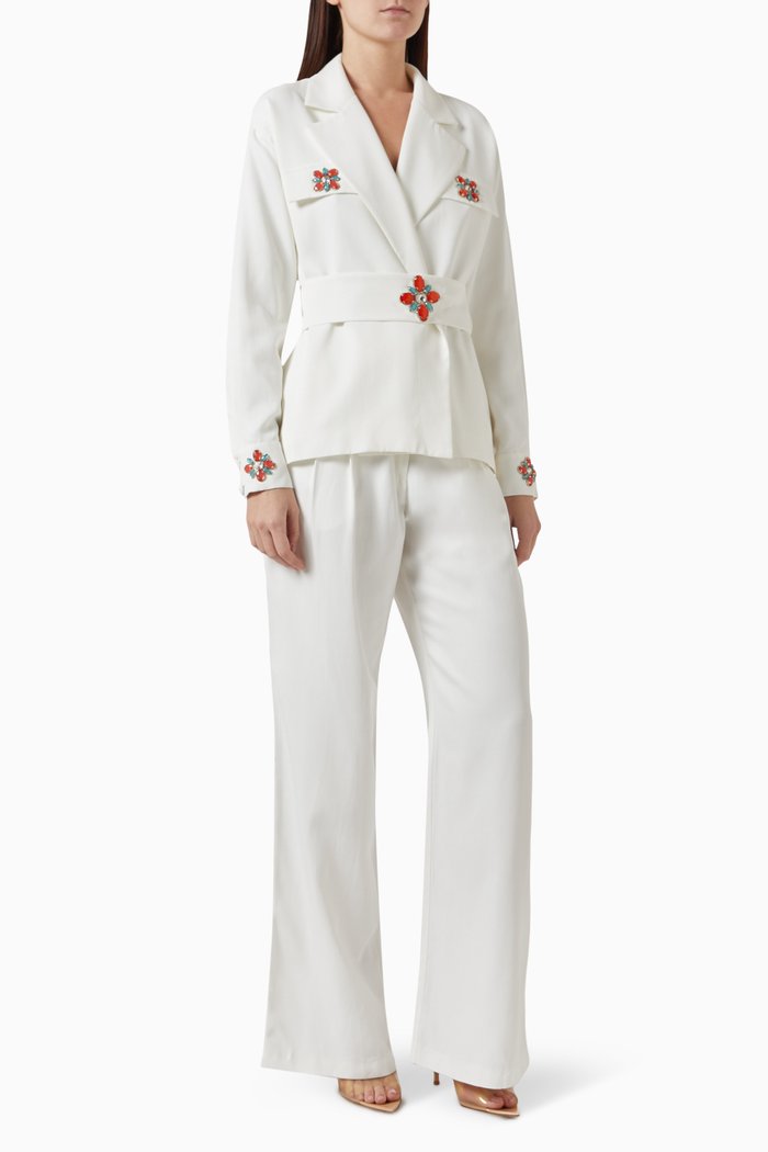 

Jacket & Pants Set in Viscose-blend, Neutral