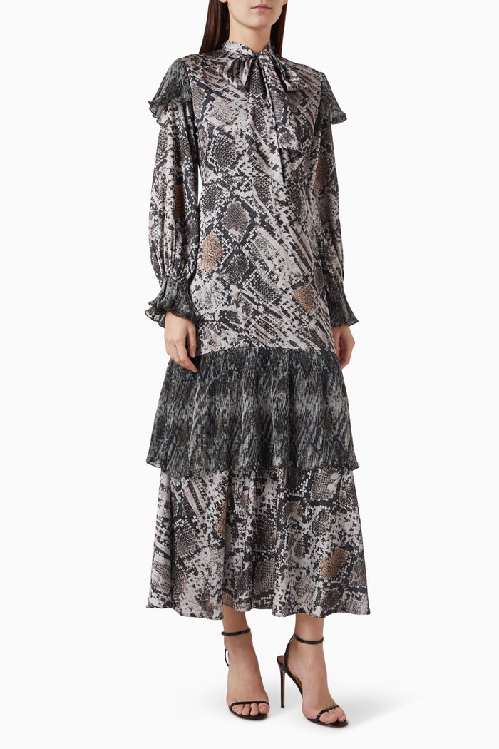 

Layered-skirt Midi Dress, Brown