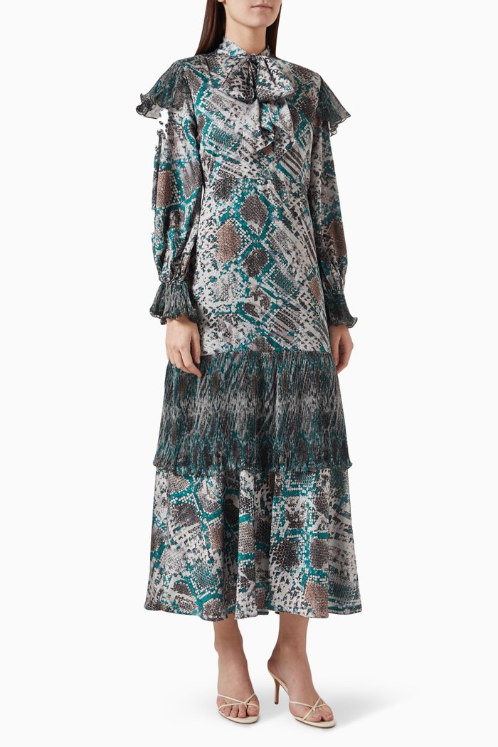 

Layered-skirt Midi Dress, Green