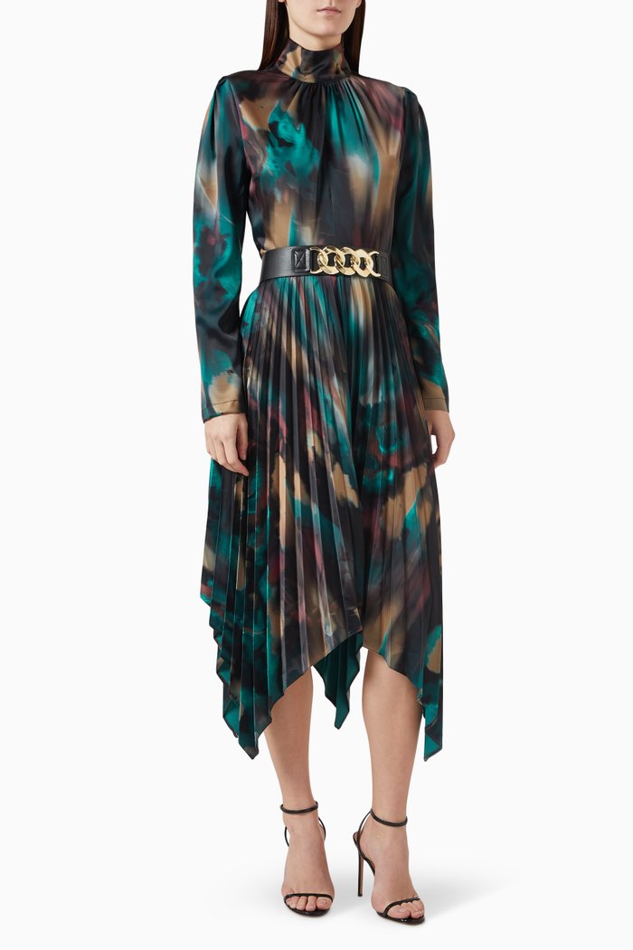 Handkerchief-hem Midi Dress, Blue