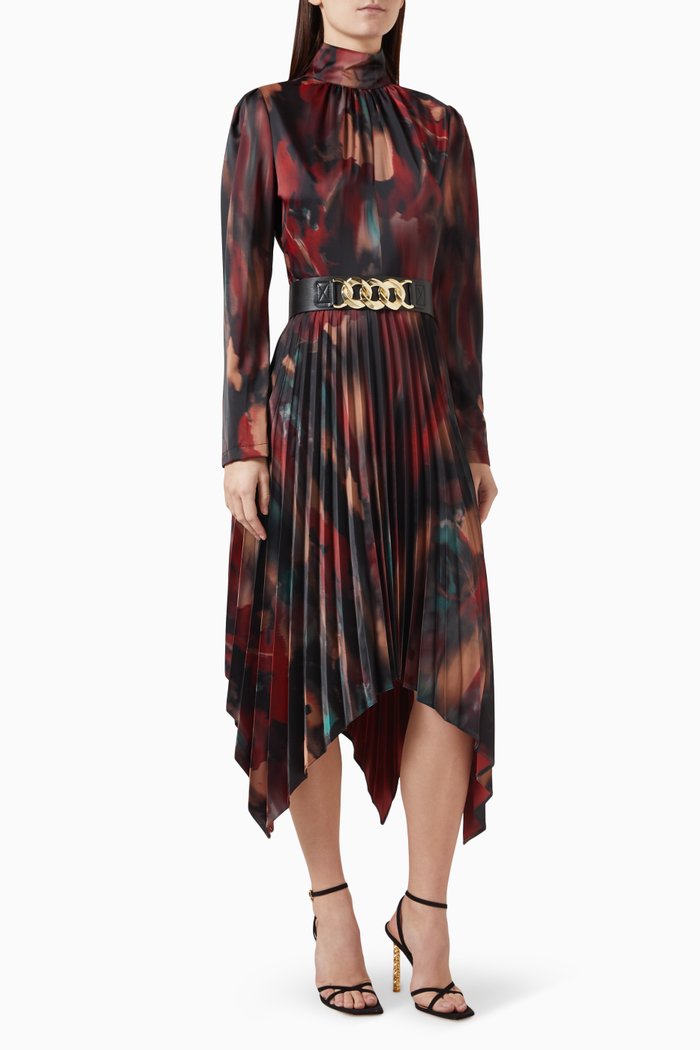 

Handkerchief-hem Midi Dress, Brown