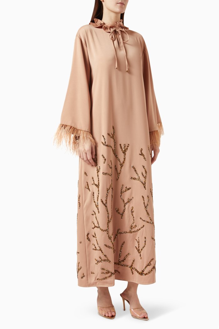 

Bead-embellished Maxi Dress, Neutral