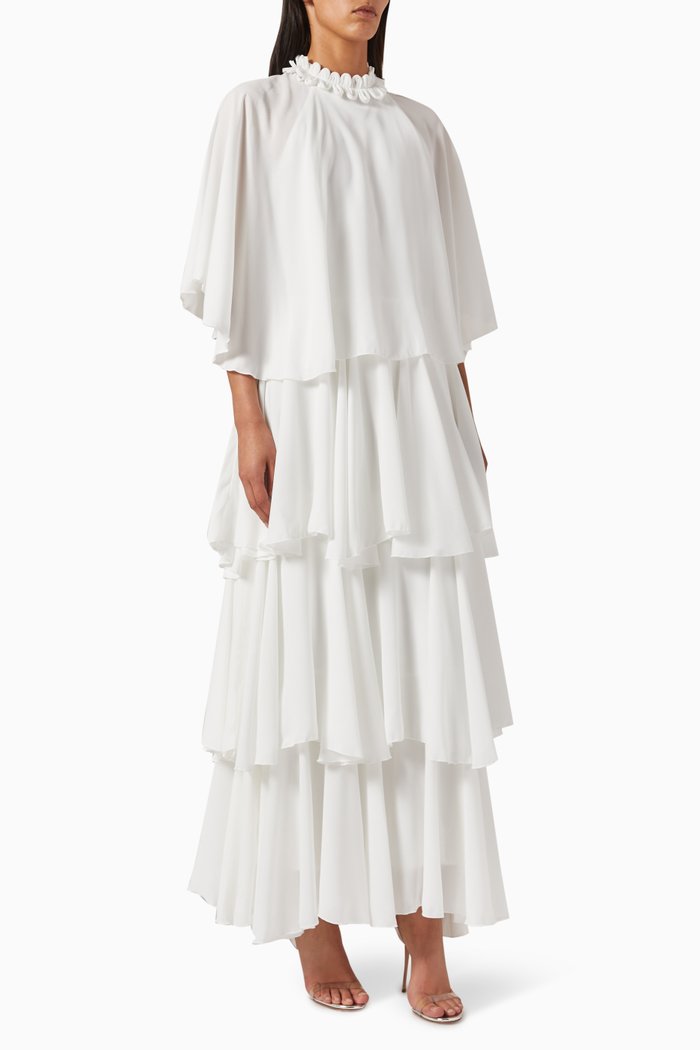 

Tiered Ruffle Maxi Dress, Neutral