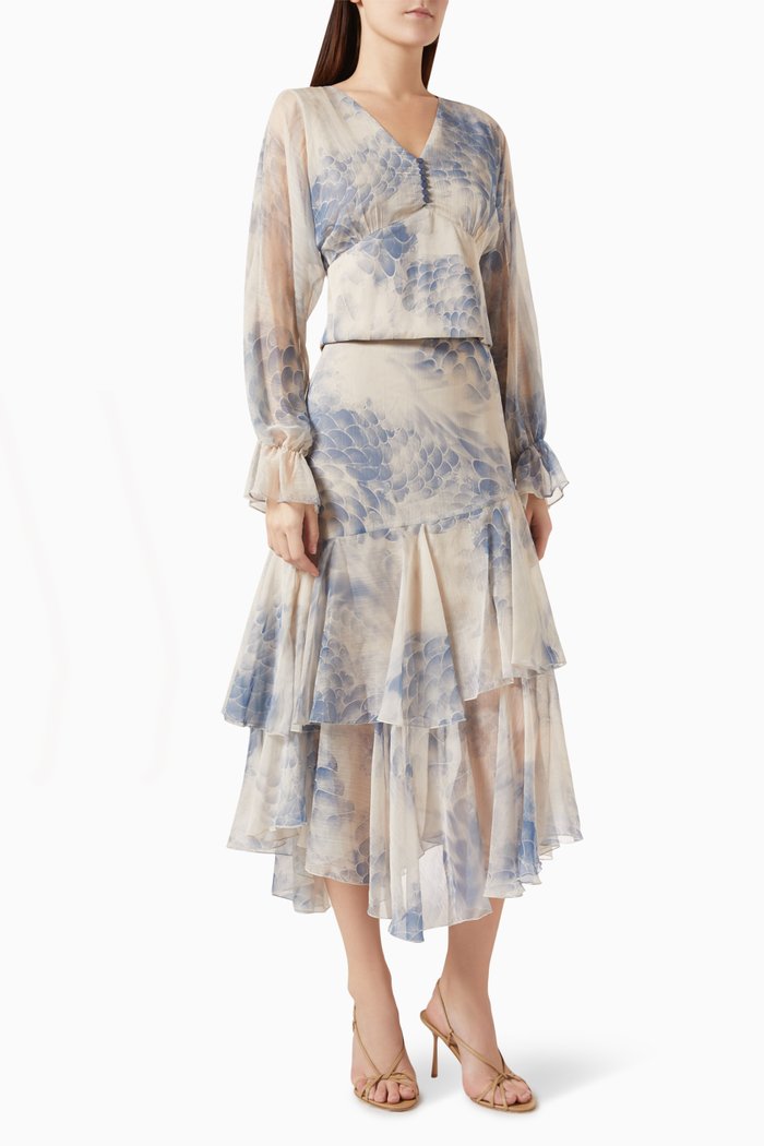 

Printed Top & Skirt, Blue