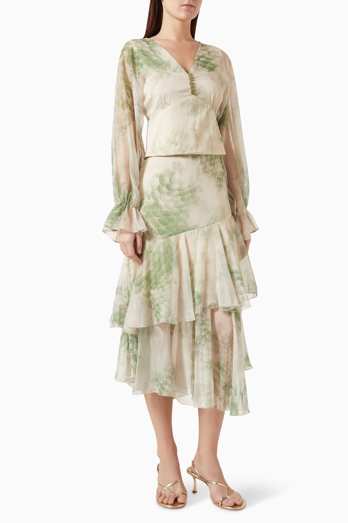 

Printed Top & Skirt, Green