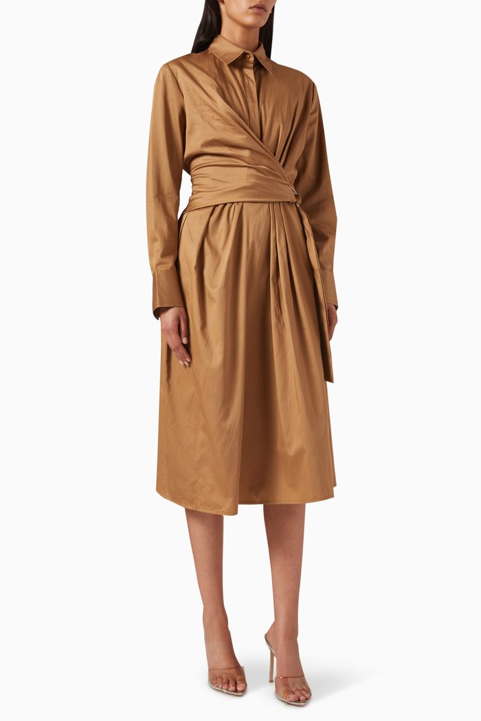

Wrap-front Midi Dress, Neutral