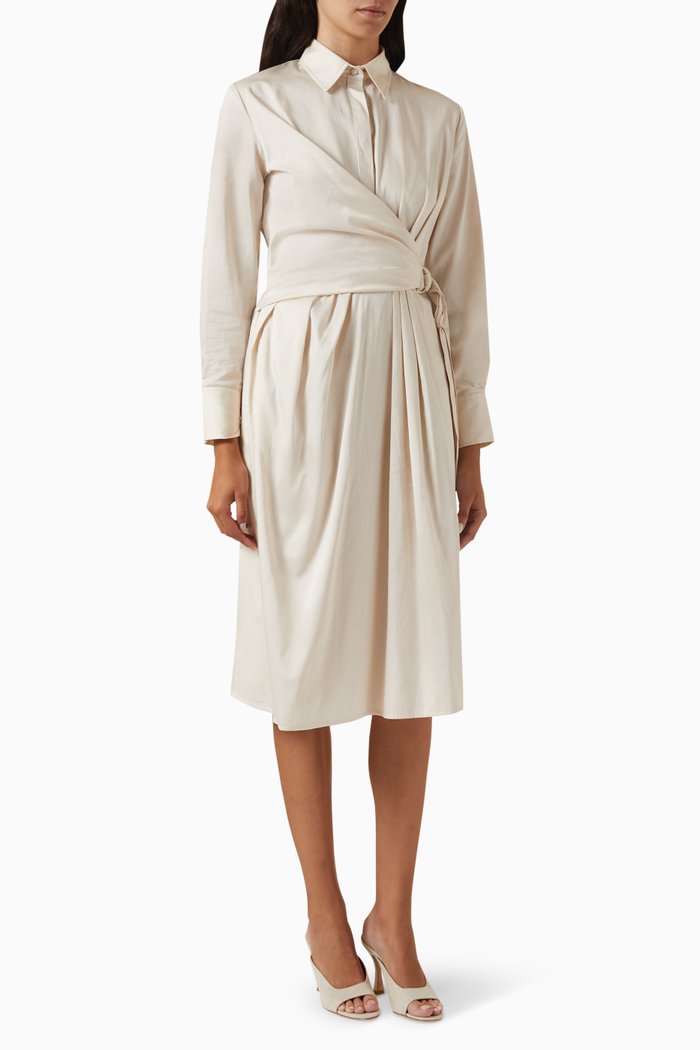 

Wrap-front Midi Dress, Neutral
