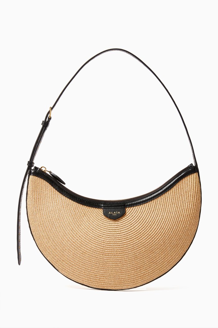 

Small One Piece Demi Lune Bag in Paper Straw, Neutral