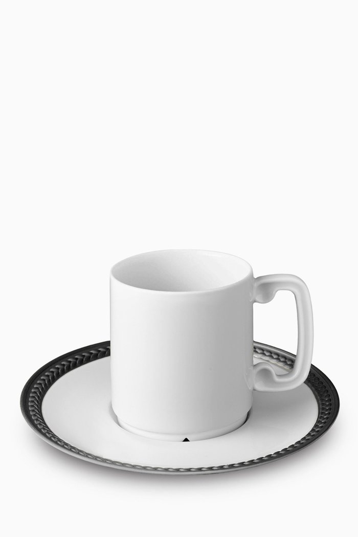 

Soie Tressee Espresso Cup & Saucer in Porcelain, White