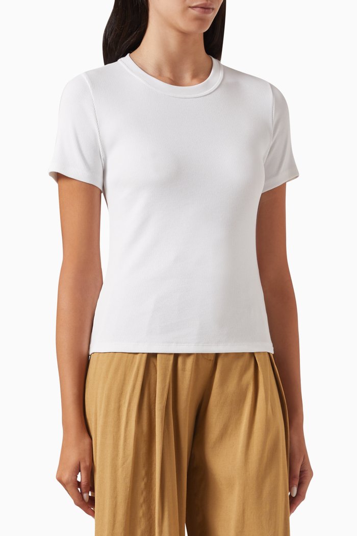 Pruitt Ribbed T-shirt in Cotton Blend, White