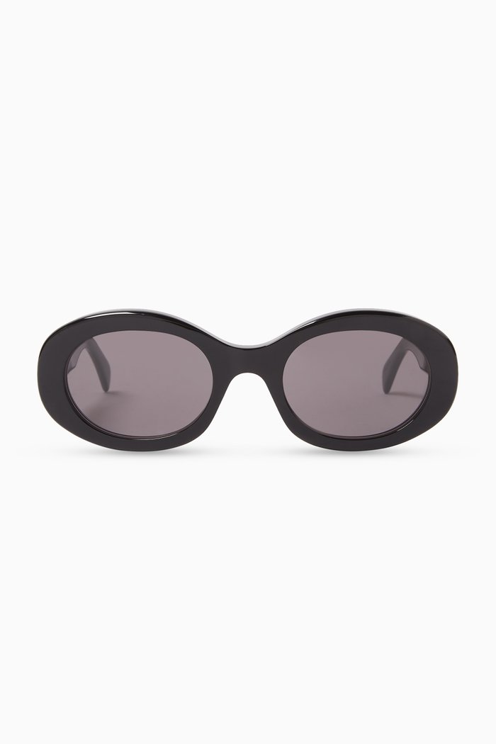 

Triomphe Oval Sunglasses in Acetate, Black