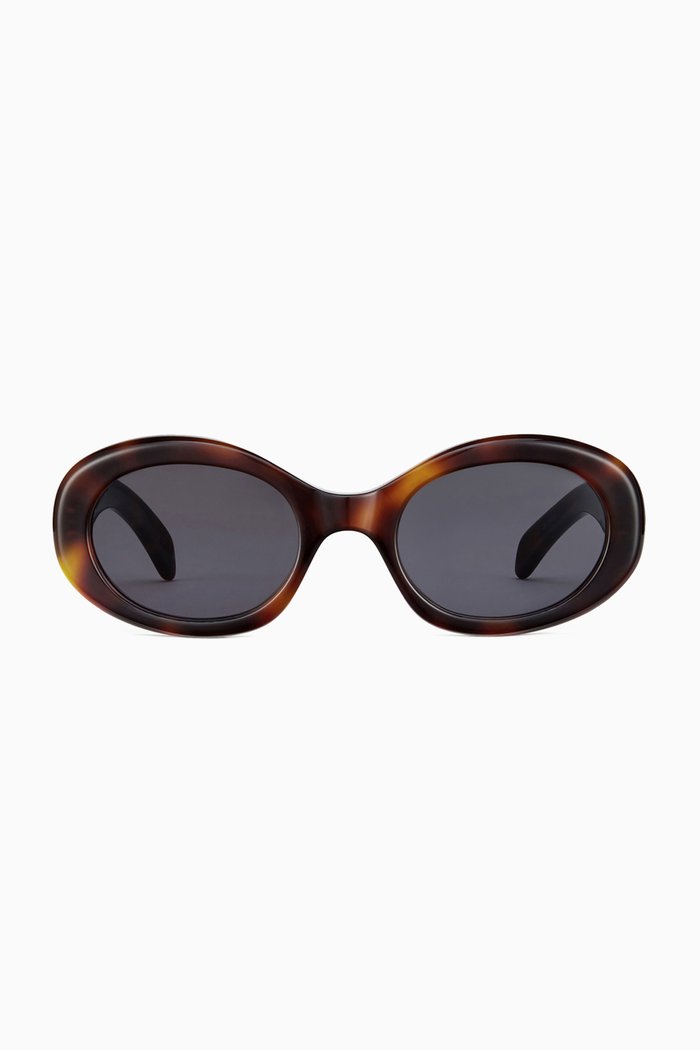 Triomphe Oval Sunglasses in Acetate, Brown