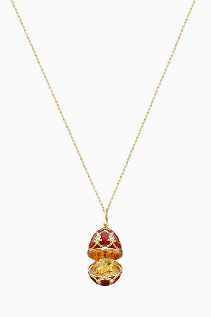 

Heritage Diamond & Enamel Year Of The Dragon Surprise Locket Necklace in 18kt Yellow Gold, Red