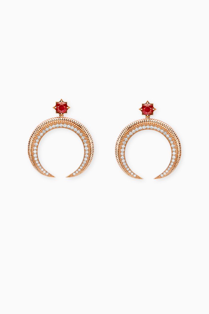 

Colours Of Love Hilal Ruby & Diamond Earrings in 18kt Rose Gold, Red
