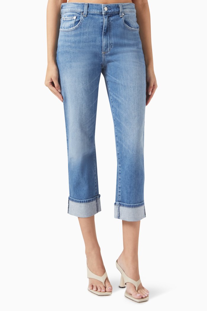 

Easy Slim Cuffed Jeans in Denim, Blue