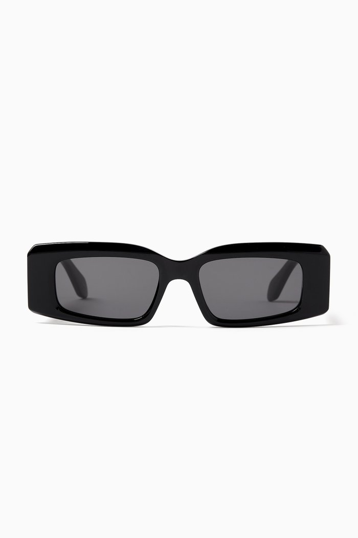 Rectangle Sunglasses in Recycled Acetate, Black