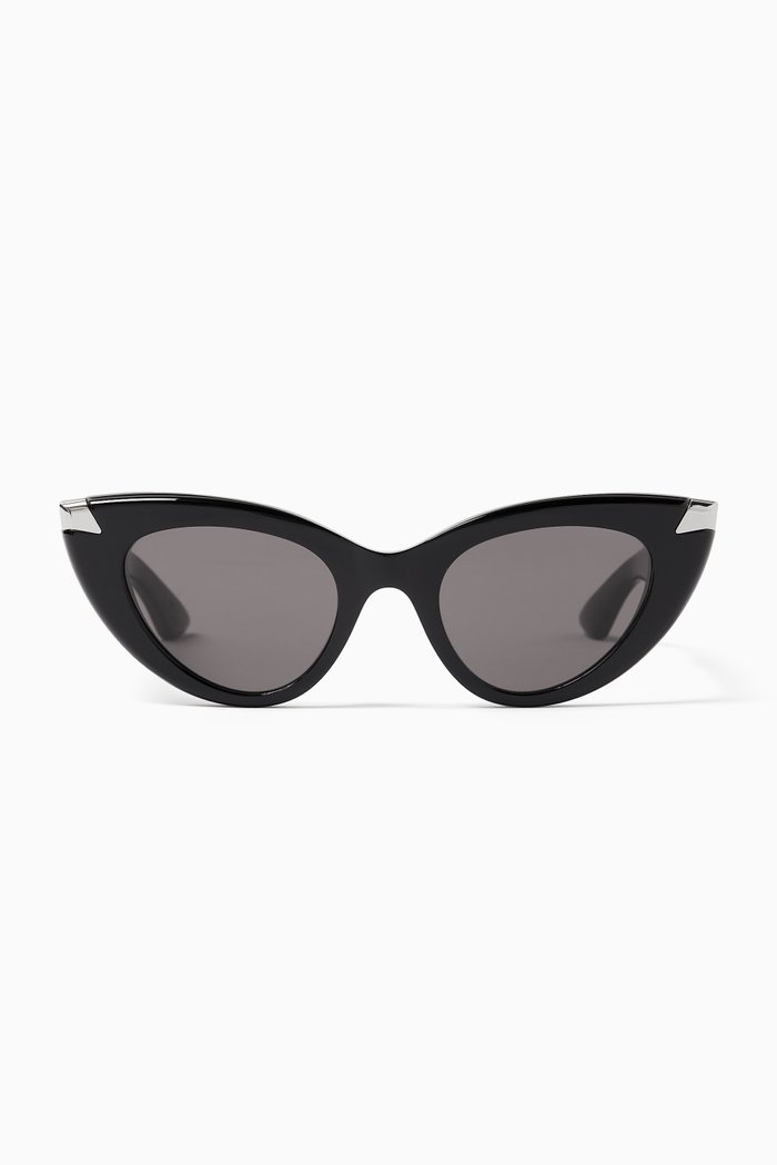 

Cat-eye Sunglasses in Recycled Acetate, Black