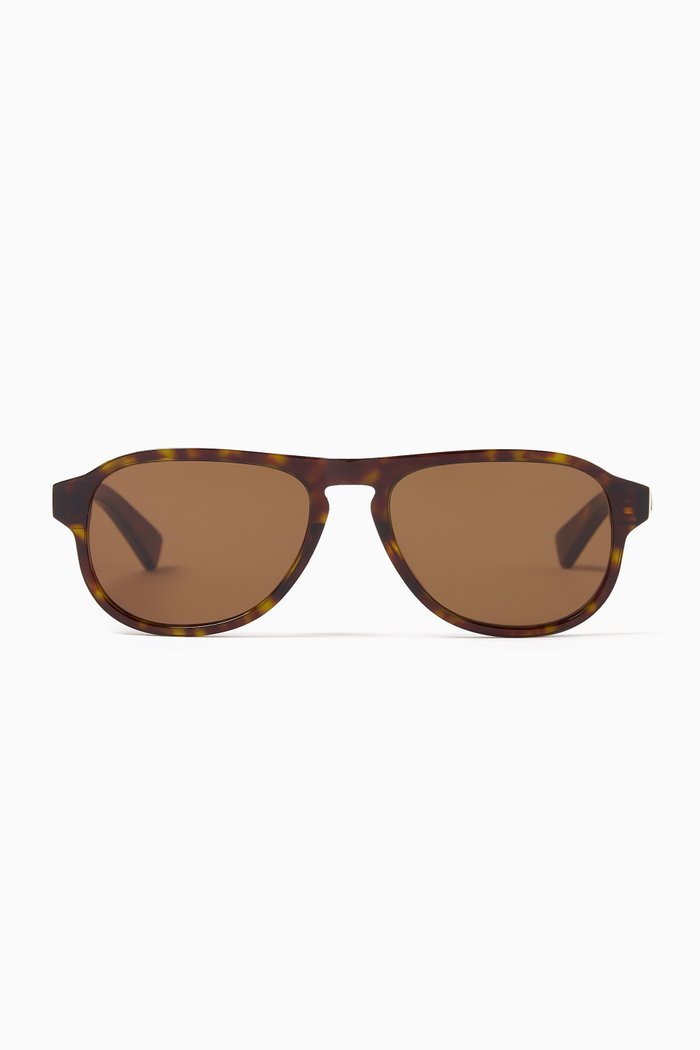 Round Sunglasses in Recycled Acetate, Brown
