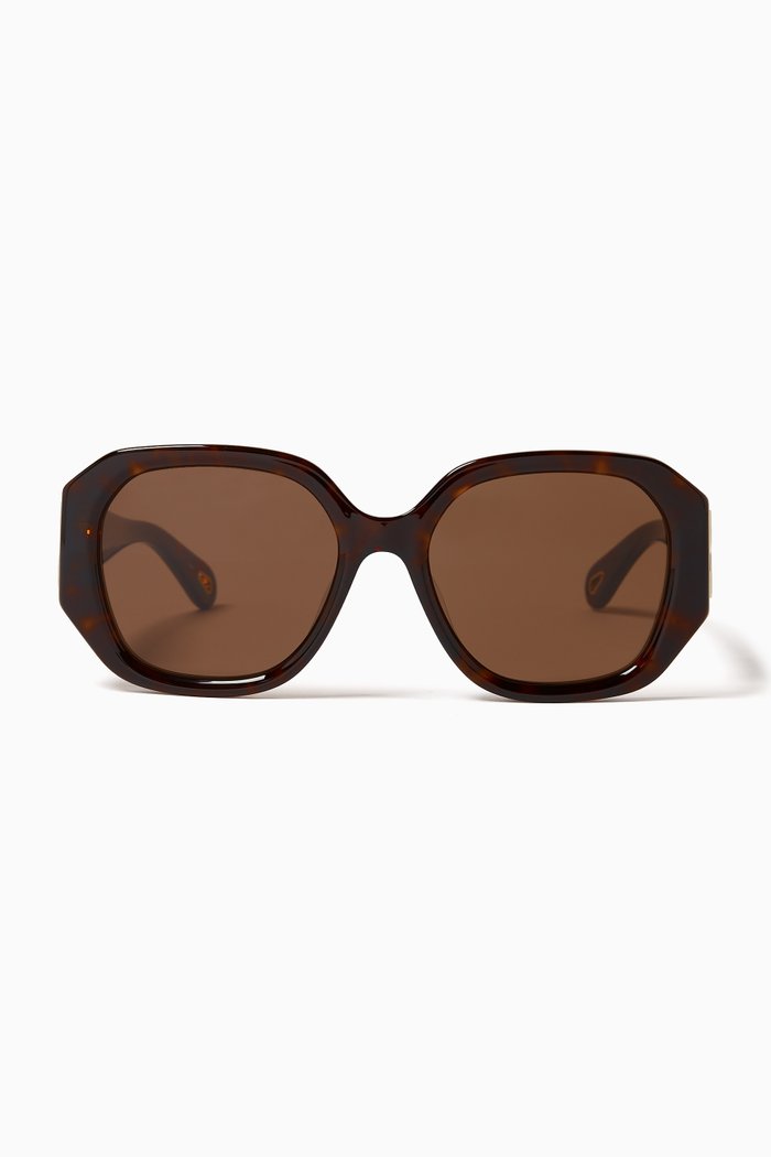

Oversized Sunglasses in Recycled Acetate, Brown