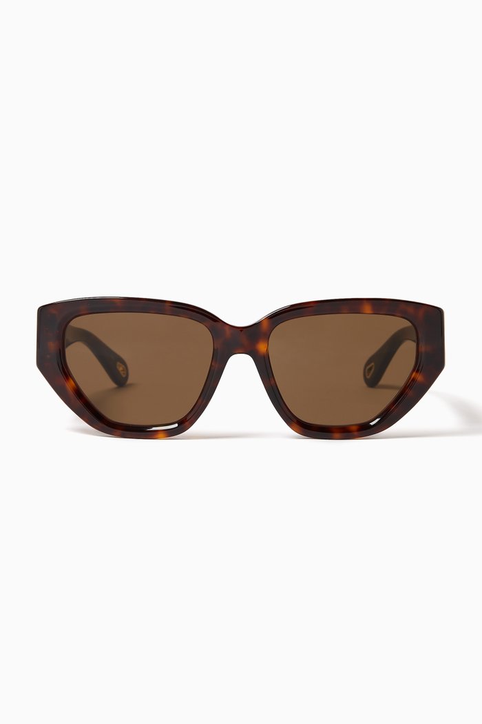 

Cat-eye Sunglasses in Recycled Acetate, Brown