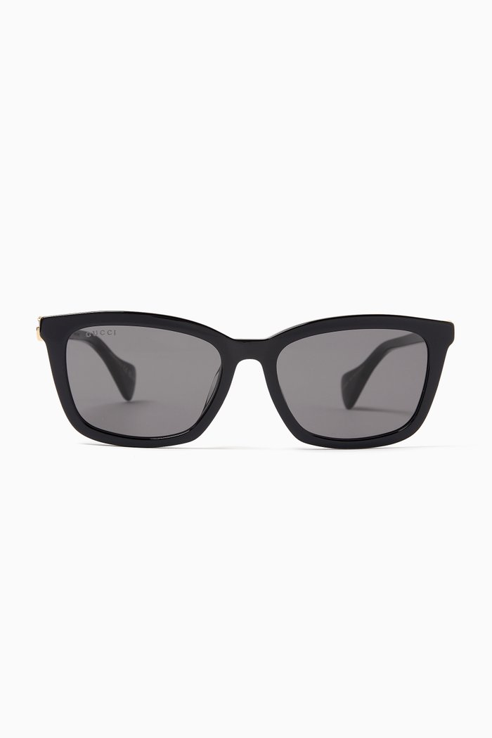 

Rectangle Sunglasses in Recycled Acetate, Black