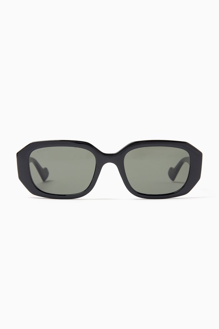 

Rectangle Sunglasses in Recycled Acetate, Black