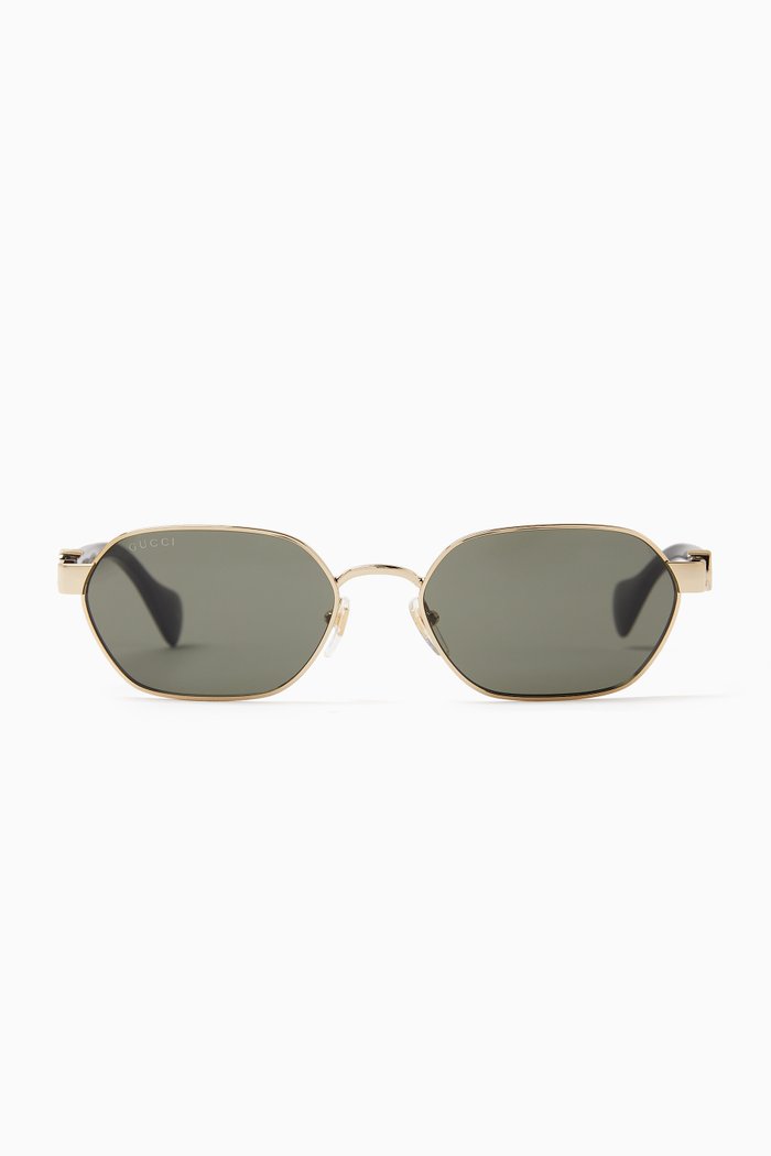 

Oval Sunglasses in Metal and Recycled Acetate, Gold