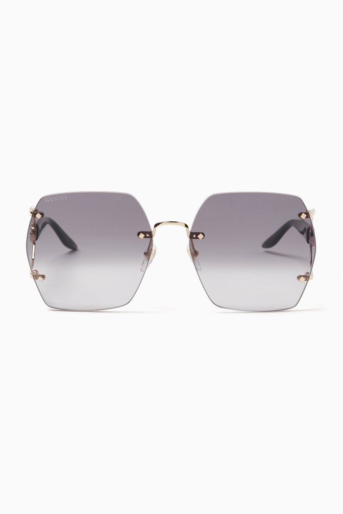 

Square Sunglasses in Metal and Recycled Acetate, Black