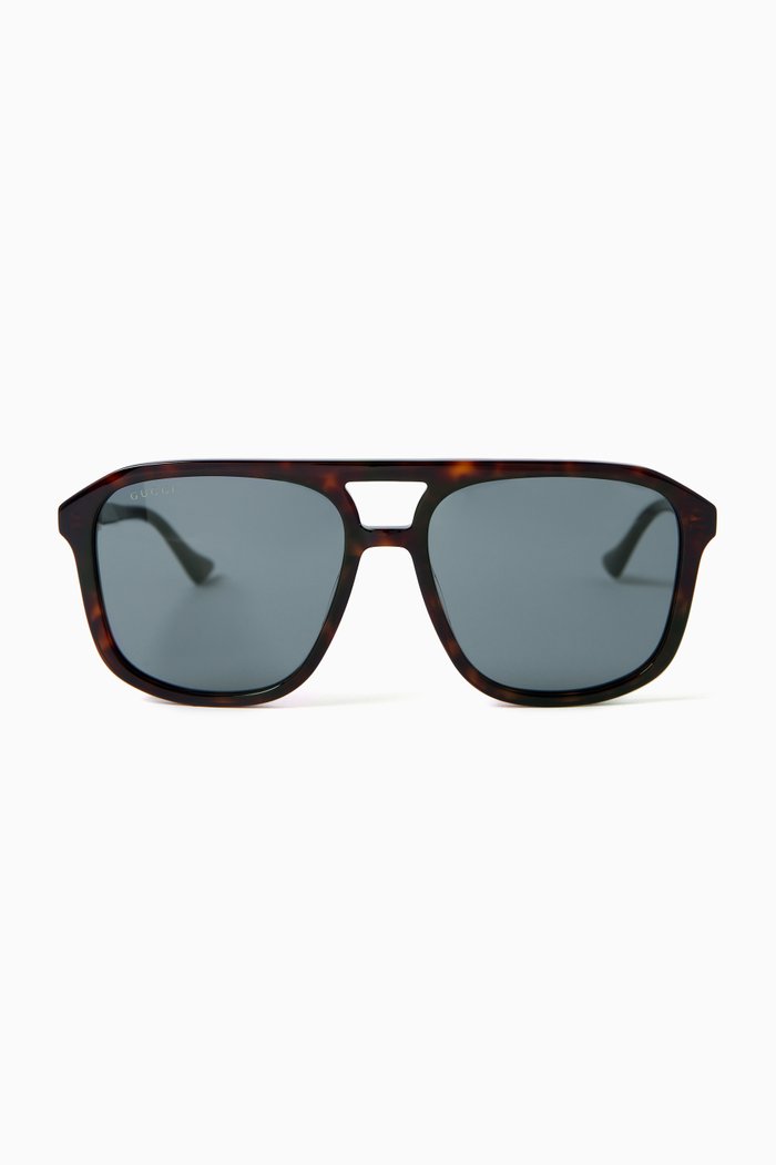 

Aviator Sunglasses in Recycled Acetate, Brown