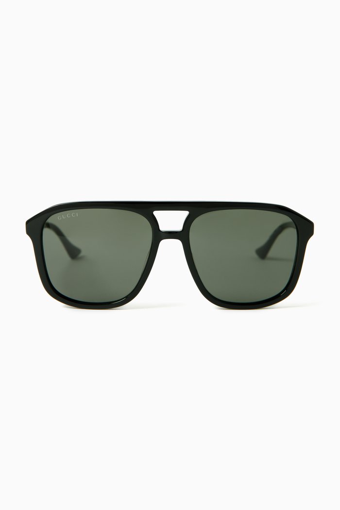 

Aviator Sunglasses in Recycled Acetate, Black