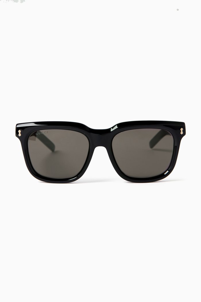 

Rectangle Sunglasses in Recycled Acetate, Black