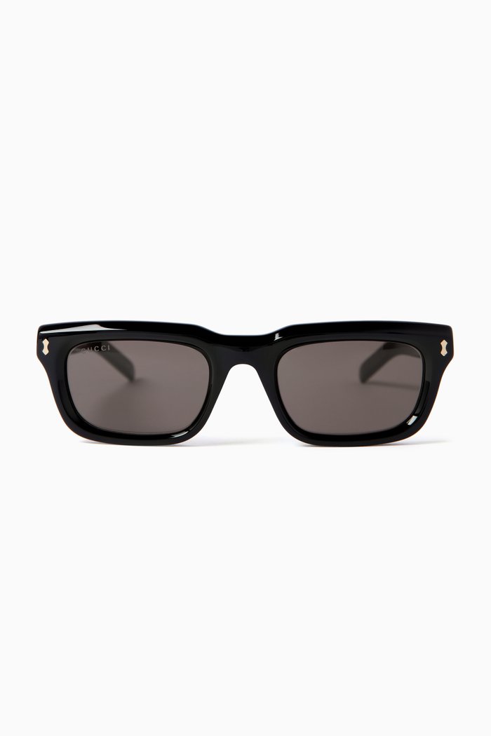

Rectangle Sunglasses in Recycled Acetate, Black
