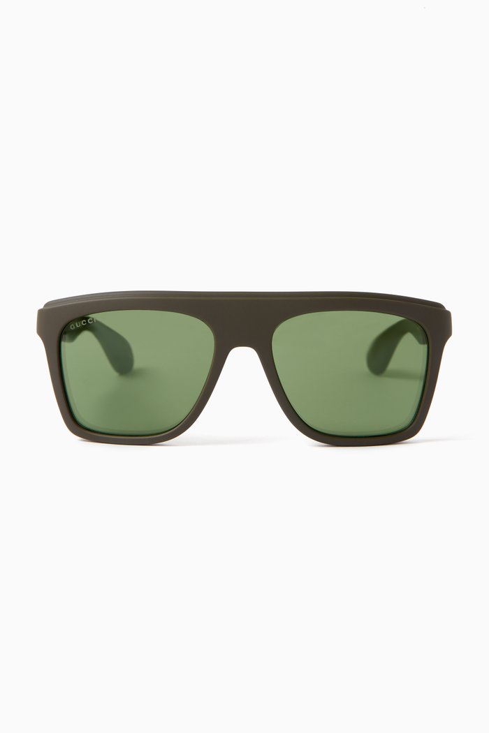 Rectangle Sunglasses in Injection, Green