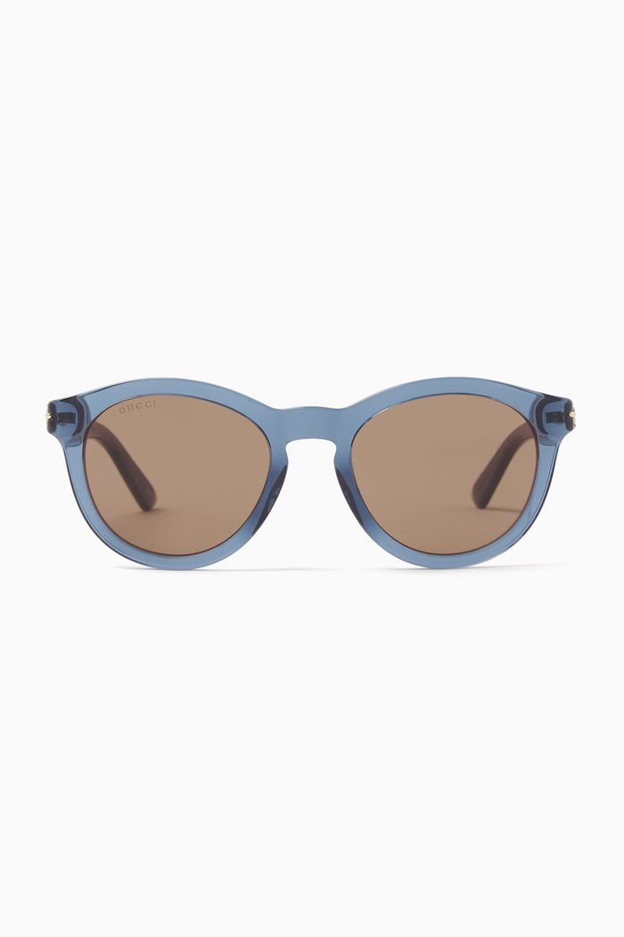 

Oval Sunglasses in Recycled Acetate, Blue