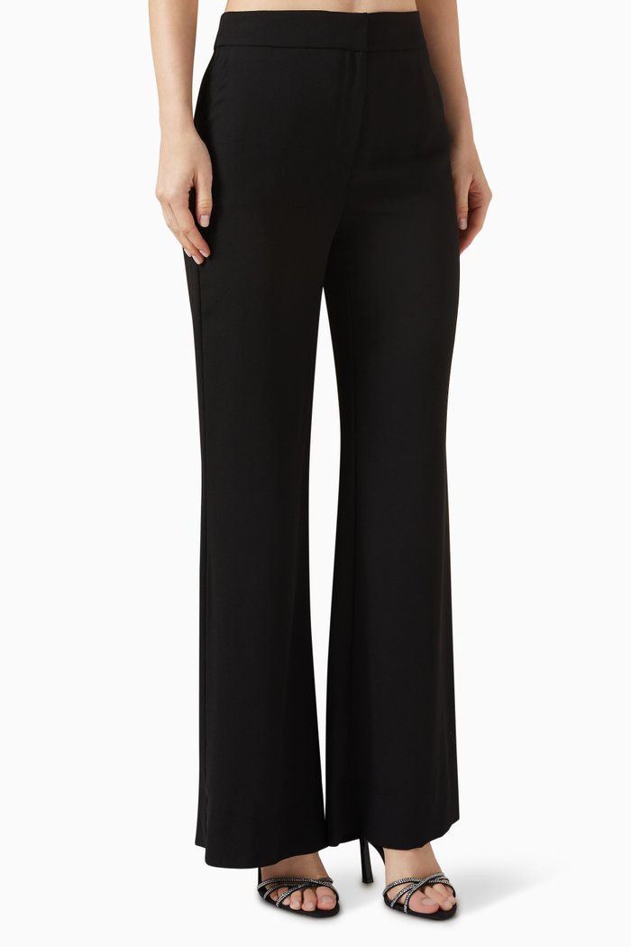 

Flared Pants in Crepe, Black