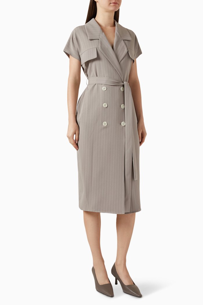 

Pinstriped Midi Dress, Grey