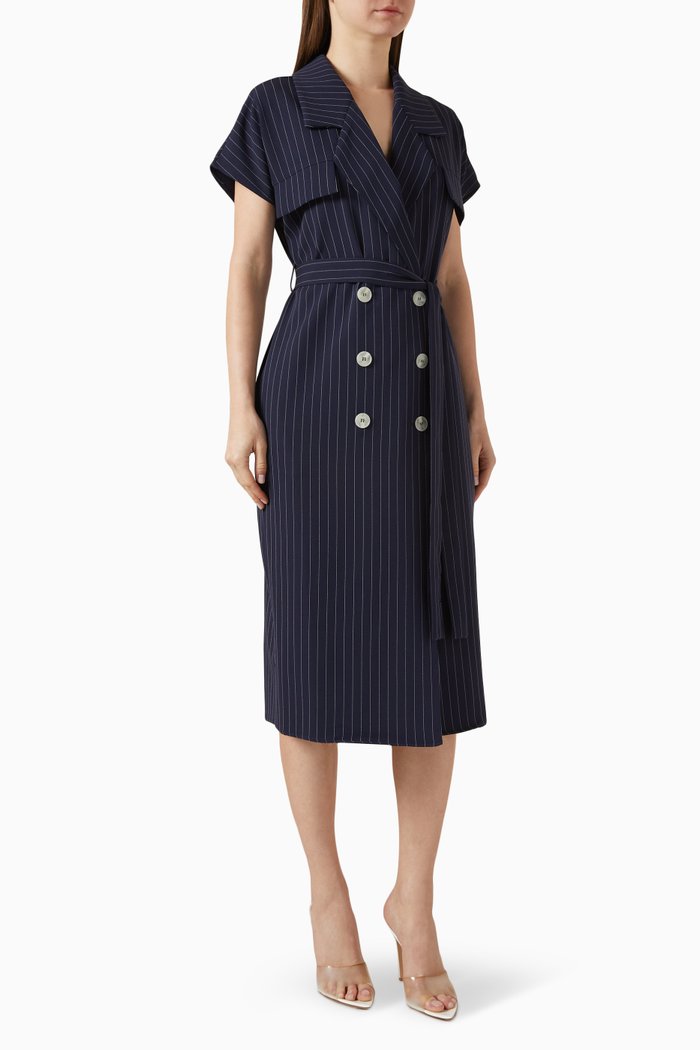 

Pinstriped Midi Dress, Blue