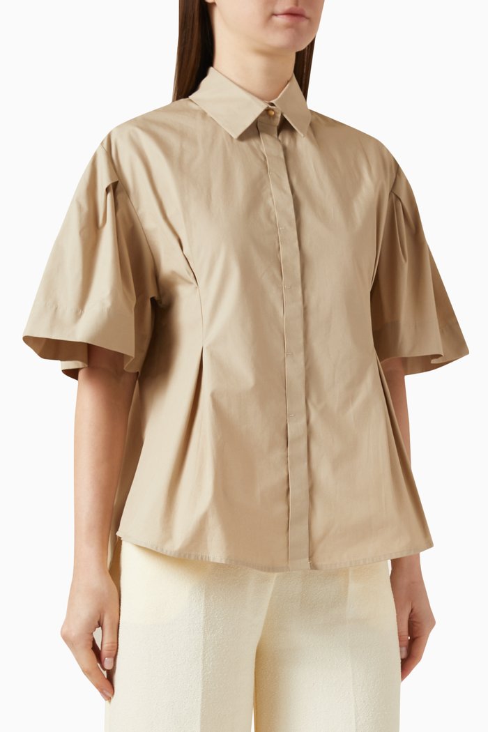 

Flared Oversized Shirt in Cotton, Neutral