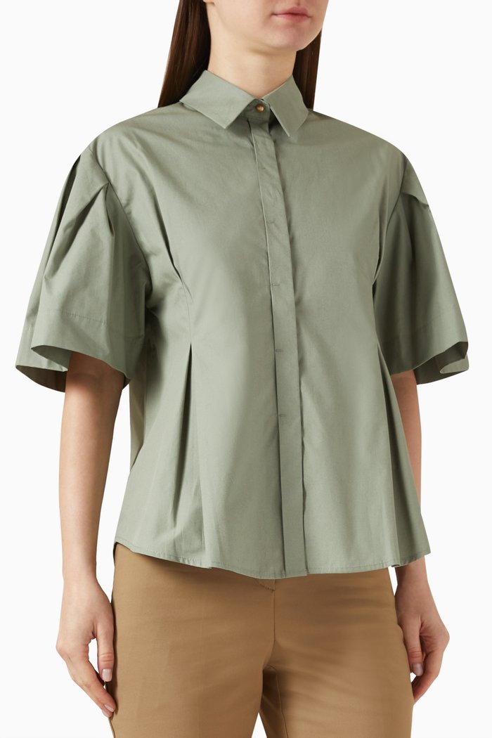 

Flared Oversized Shirt in Cotton, Green