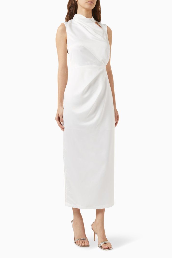

Draped Midi Dress, White
