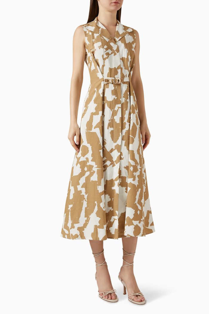 

Printed Shirt Dress in Rayon-blend, Neutral