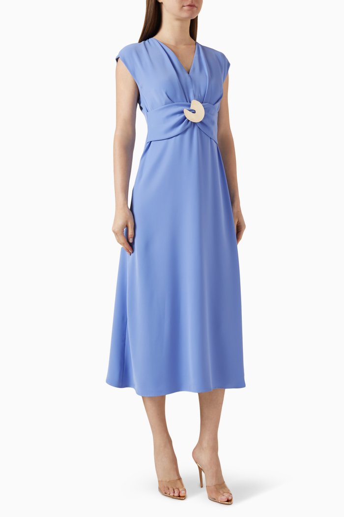 

Belted Midi Dress in Rayon, Blue