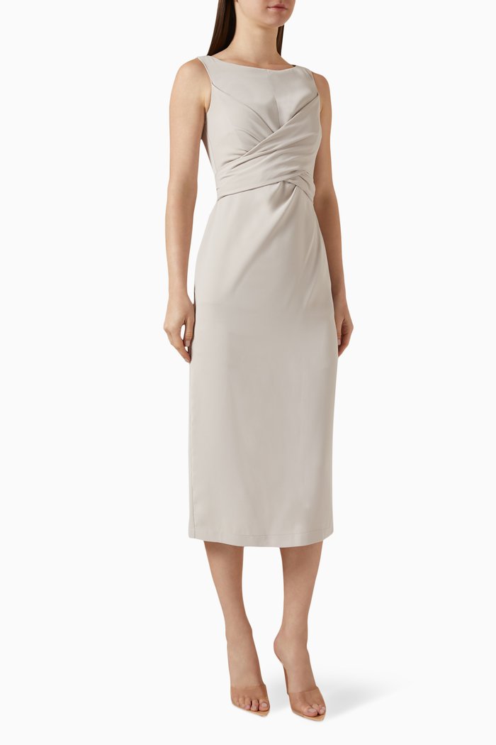 

Twisted-front Midi Dress, Neutral