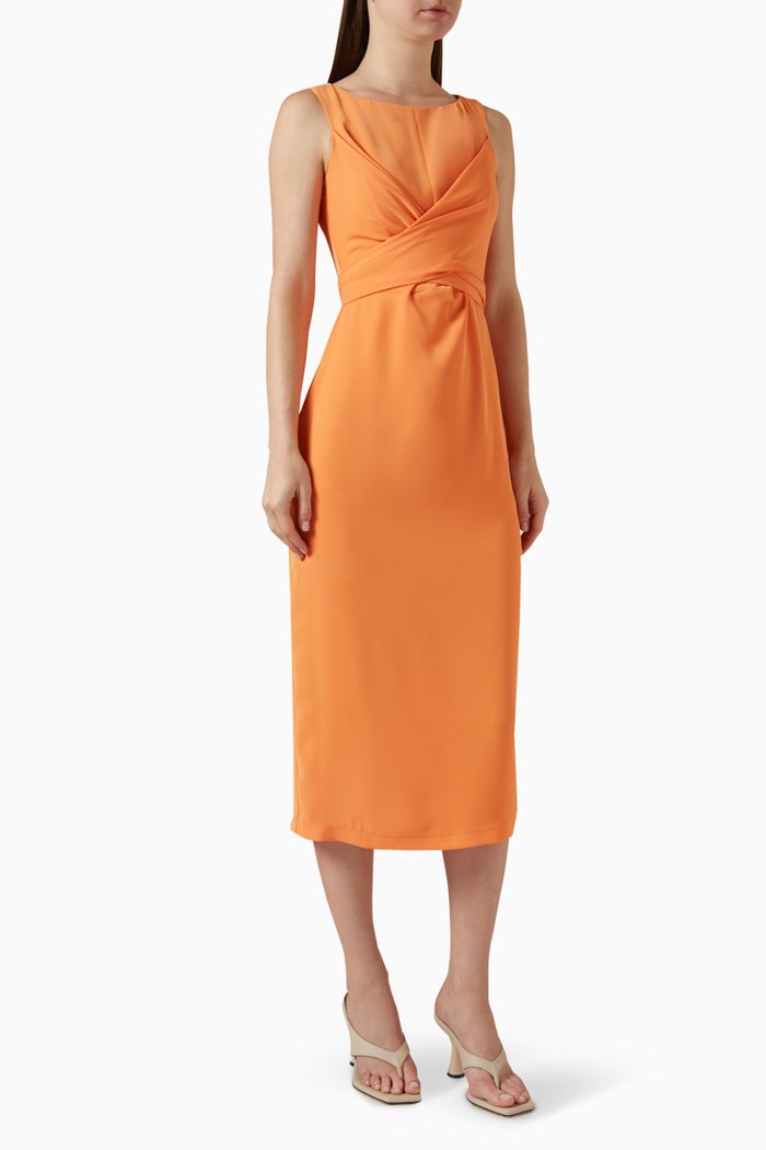 

Twisted-front Midi Dress, Orange